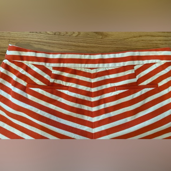 J Crew Women Short Size 12 Orange Striped Textured Chino Flat Front Inseam 3 - Picture 5 of 11